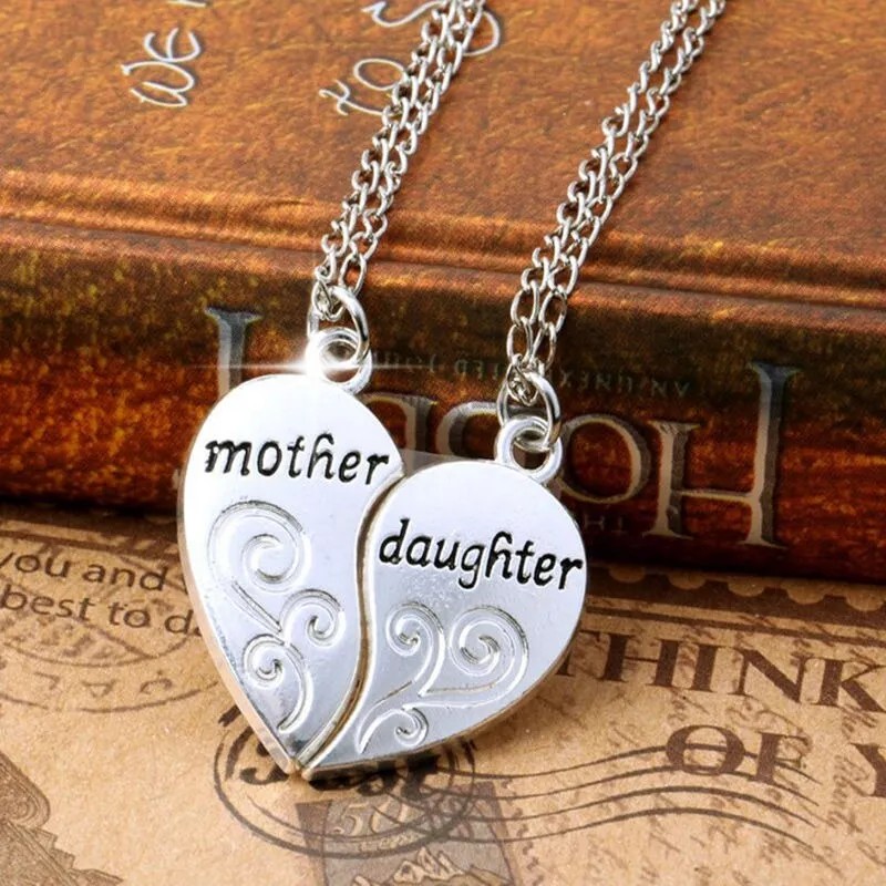 Deluxe Doble Collar Madre E Hija Color Plata Regalo Detalle