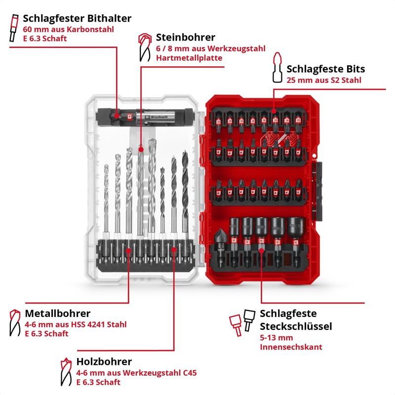 Original Einhell M-CASE 39-Piece Impact Resistant Accessory Set (25 mm
