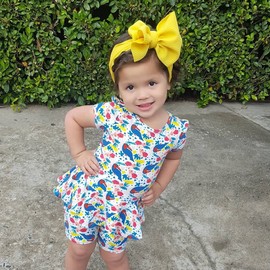 Koolgil Baby Girl's 8'' Soft Big Bow knot Nylon Headband Toddler Hairband for Photography Travle Party Festivals (Yellow)