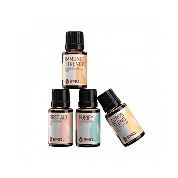 Rocky Mountain Oils - Blend Essential Kit - 10 ml - 100% Pure and Natural Essential Oil Kit | Includes Immune Strength, Citrus Blend, Purify, & First Aid
