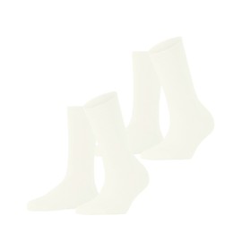 ESPRIT Women's Cloud 2-Pack Socks Breathable Organic Sustainable Cotton Plain 2 Pairs, White Off-White 2040