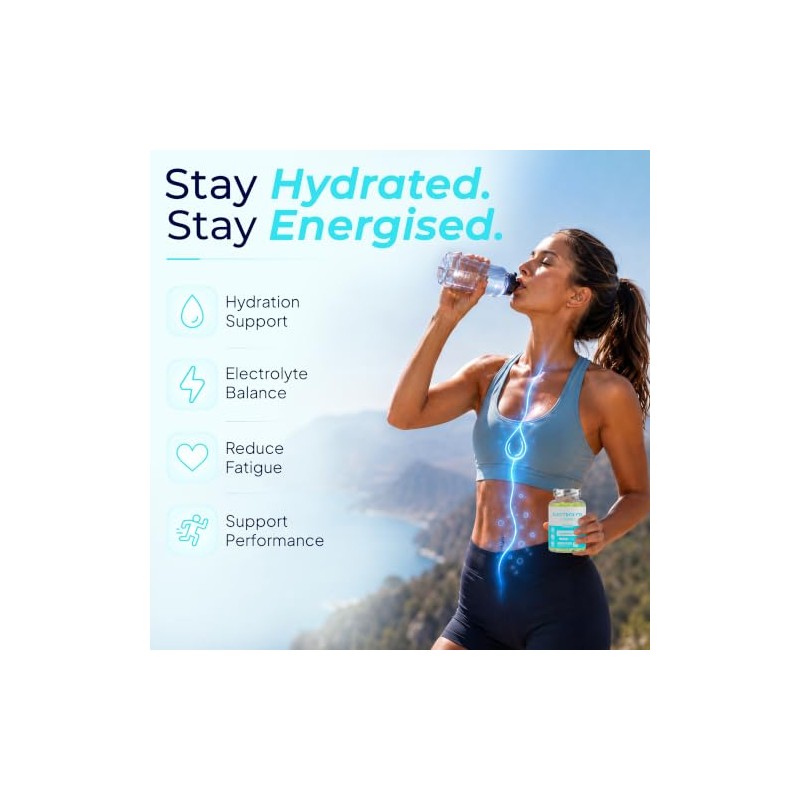 Electrolyte Gummies, Hydration+ Support, Lemon & Lime Flavour, Vegan Electrolyte