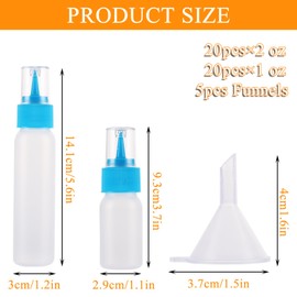 MUXHEL 40 Pcs Icing Bottles for Cookie Decorating, 20 Each (1 Oz & 2 Oz) Applicator Bottle with 40 Lids, Squeeze Bottles for Icing, Pancake Art, Cookie Decorating, Arts and Crafts, Condiments