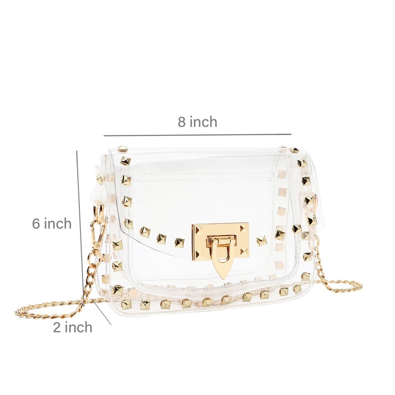 Clear Crossbody Purse Bag for Women Stadium Approved with Studded