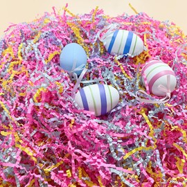 JINZOFLY Crinkle Cut Paper Shred Filler for Gift Wrapping, Shredded Paper for Basket Filling,Mixed Colors Gift Box Filler for Easter,Thanksgiving, Wedding, Mother's Day(Blend Color)