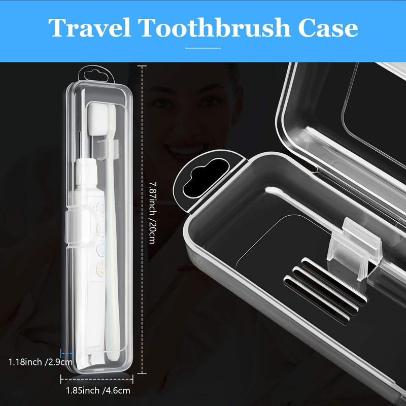 Patelai 2 Pack Travel Size Toothbrush Case Holder Portable Clear