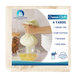 4 Yards Reusable Cheesecloth, Grade 100, Cheese Cloth for Straining Craft, 100% Cotton Unbleached Muslin Cloth Strainer for Cooking, Baking, Juicing, Cheese Making
