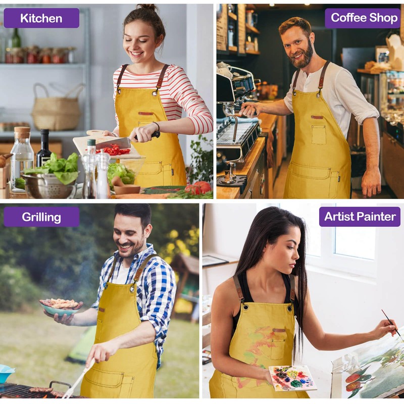 Chef Apron for Men Women with Gift Box Pack, Cross