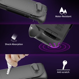 EJGAME Upgraded Ultra Slim TPU Protective Case with Front Cover for Steam Deck/OLED , Shock-Absorption, Non-Slip and Anti-Scratch Design Cover Protector-Black