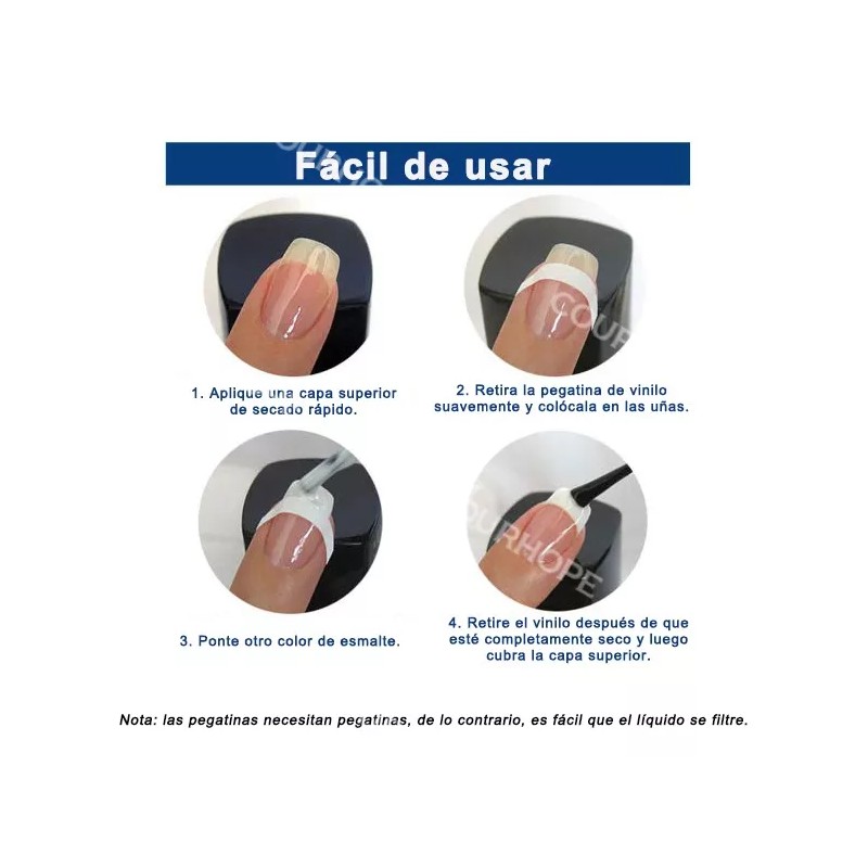 Courhope Pegatinas Para Uñas Press On Stickers Uñas Francesa 1368