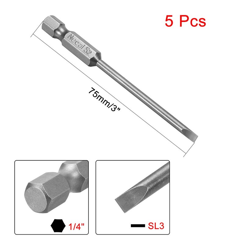 sourcing map 5 Pcs 3mm Slotted Tip Magnetic Flat Head
