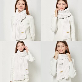 ORANZT Soft Pashmina Knit Scarf Solid Colour Neckwear Wraps for Women Men Kids - White