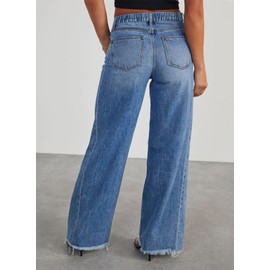 Eytino Womens Plus Size Stretchy High Waisted Wide Leg Jeans Denim Pants with Pockets,5X Dark Blue