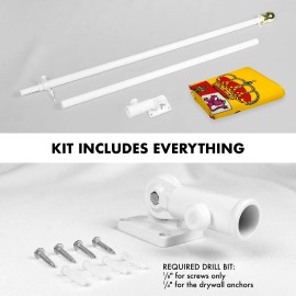 UD_G128 - 6 Feet Tangle Free Spinning Flagpole (White) Spain Brass Grommets Printed 3x5 ft (Flag Included) Aluminum Flag Pole