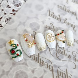 Tree & Rudolph Handmade Nail Tips - Square / 트리&루돌프 수제네일팁 - 스퀘어
