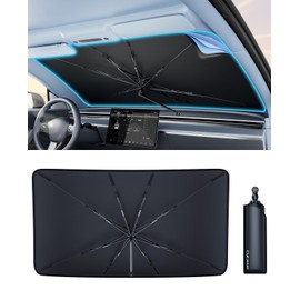 Car Windshield Sun Shade - Foldable Sedan SUV Windshield Sunshade Umbrella, [2025 Upgrade Titanium Silver Coating], Front Window Heat Insulation Protection for Car Windshield