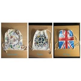 custombagsupplies 14x18 inches Cotton Drawstring Backpacks PEACE logo -1 count pack