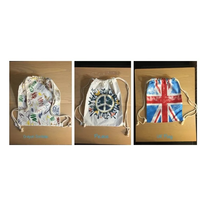 custombagsupplies 14x18 inches Cotton Drawstring Backpacks PEACE logo -1 count