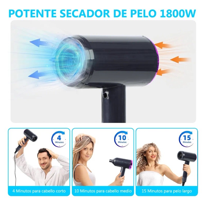Secadora De Cabello Profesional Portátil De 800w Y 2 Veloc