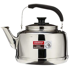 Extra Large Size 7.5 Liter Zebra Polished Mirror Finish Stainless Steel Whistling Canister Stovetop Teakettle Tea Kettle Teapot, Gas Electric Induction Compatible