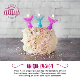 Anniversary House Glitter Mermaid Tail Pick Candles,Purple & Aqua,7 centimeters