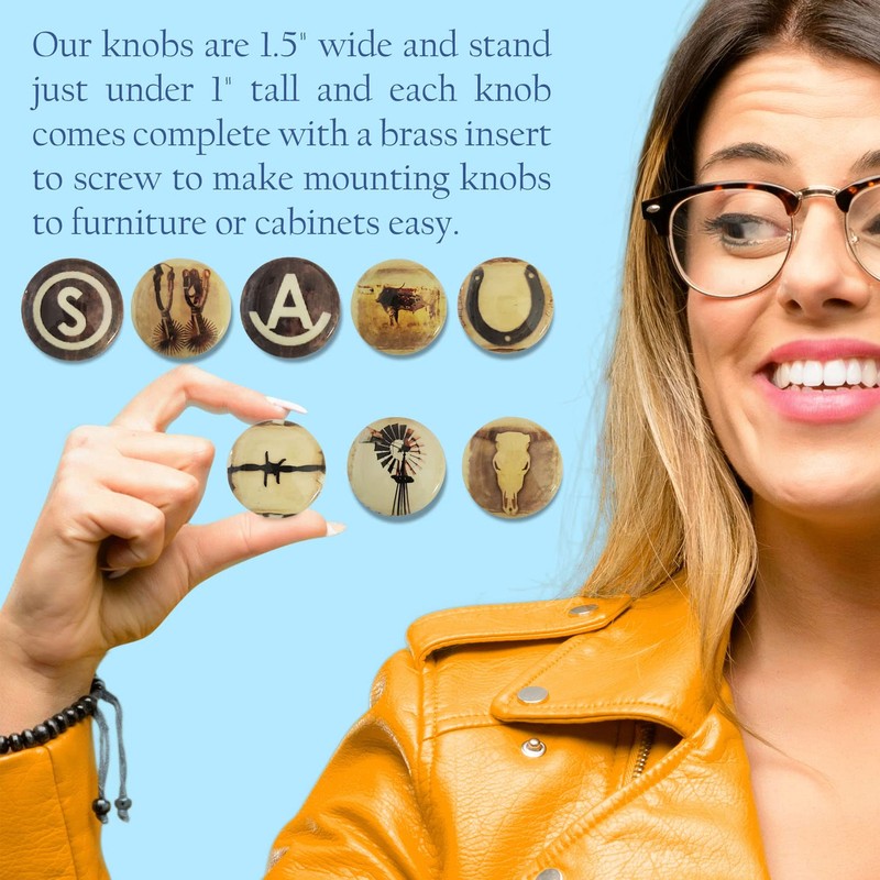 Twisted R Design Cattle, Barbwire & Brands Cabinet Knobs, White