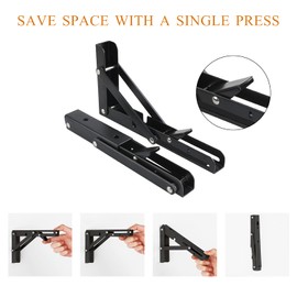 Quanerba Pack of 2 Folding Shelf Brackets 12in (Max Load 132lb) Heavy Duty Outdoor, Shelf Brackets & Supports, Folding Hinge for Home, Kitchen, Office, Grill