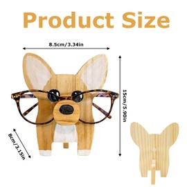 Creative Animal Glasses Stand, Wooden Corgi Eyeglass Holder, Spectacle Display Rack, Sunglasses Display Rack for Home Office Desk Decor Accessories
