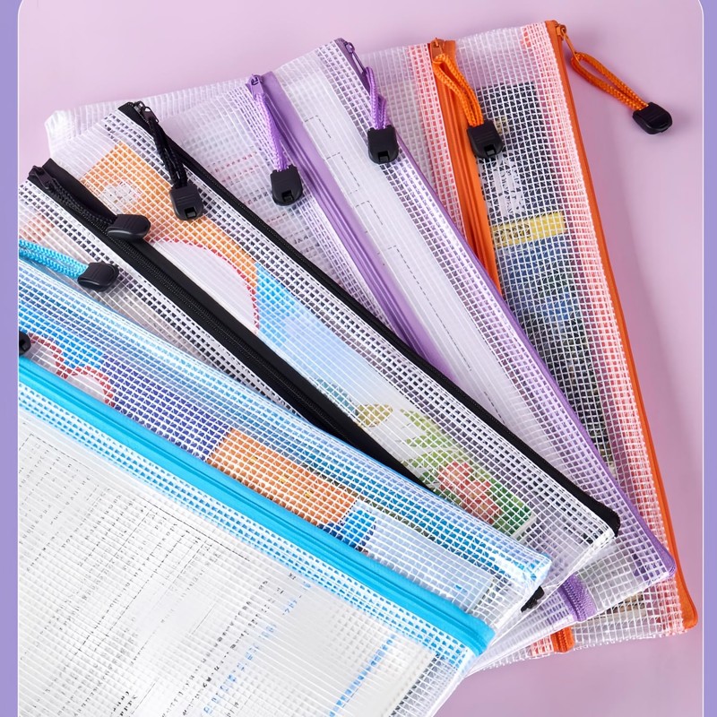 20-Piece Plastic Wallets Zip Lock Folders, Waterproof Zipper Document Pouch