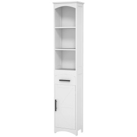White 13.4"L X 9.4"W X 66.9"H Farmhouse Skinny Tall Cabinet with Recessed Drawer Narrow Home Storage & Organization Unit Doorcolor: White Color
