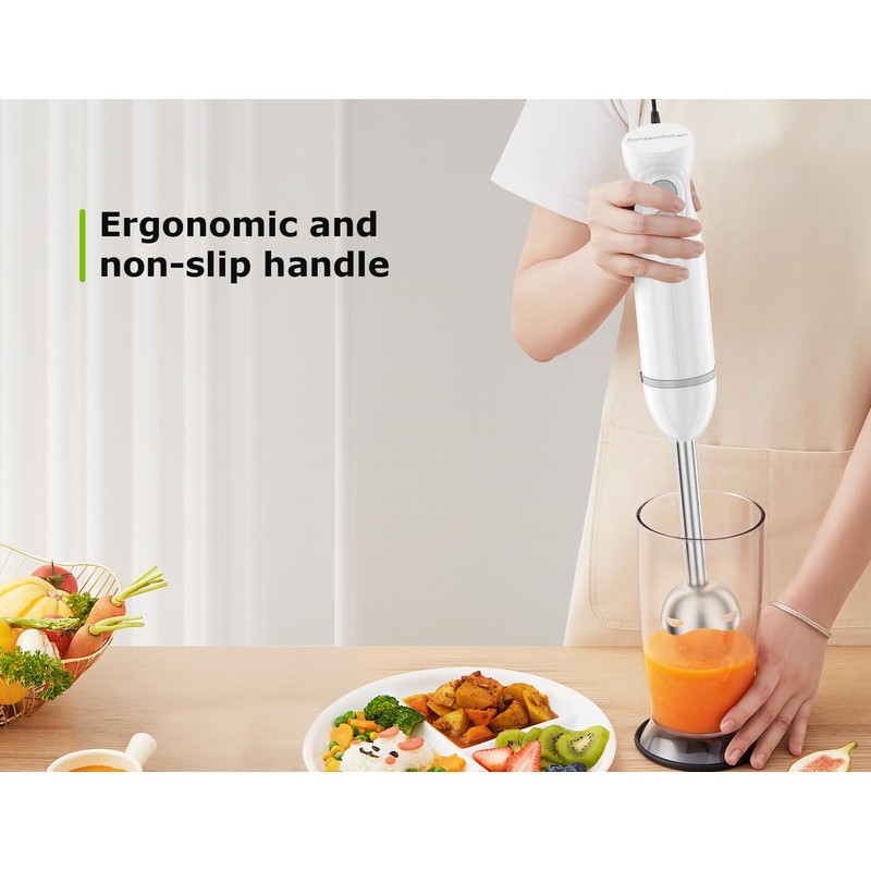 Bonsenkitchen Hand Blender, Immersion Blender with 2 Mixing Speed, Electric