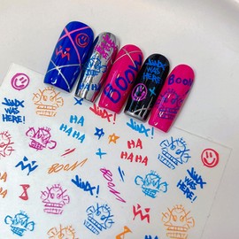 2 Sheets Colorful Letter Nail Stickers Self Adhesive Nail Art Stickers Graffiti Design Perfect for Nail Decoration Stickers para uñas Nail Accessories Nail Art Stickers for Creative Nail Designs