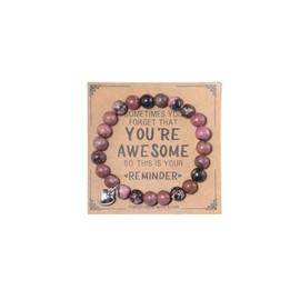 tenghong2021 Natural Stone Inspirational Bracelet for Women Natural Stone Healing Relaxation Chakra Bracelet Sometimes You Forget You're Awesome Bracelets for Women Gifts Jewelry-B