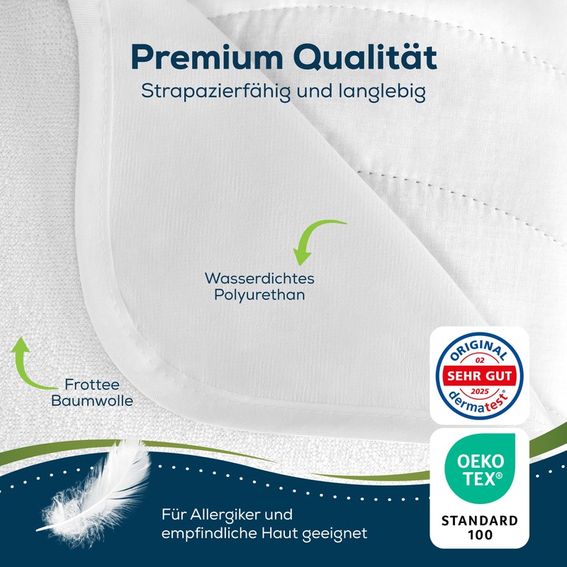 Sensalou Incontinence Mattress Protector Mattress Cover Sheet Waterproof, White, 180