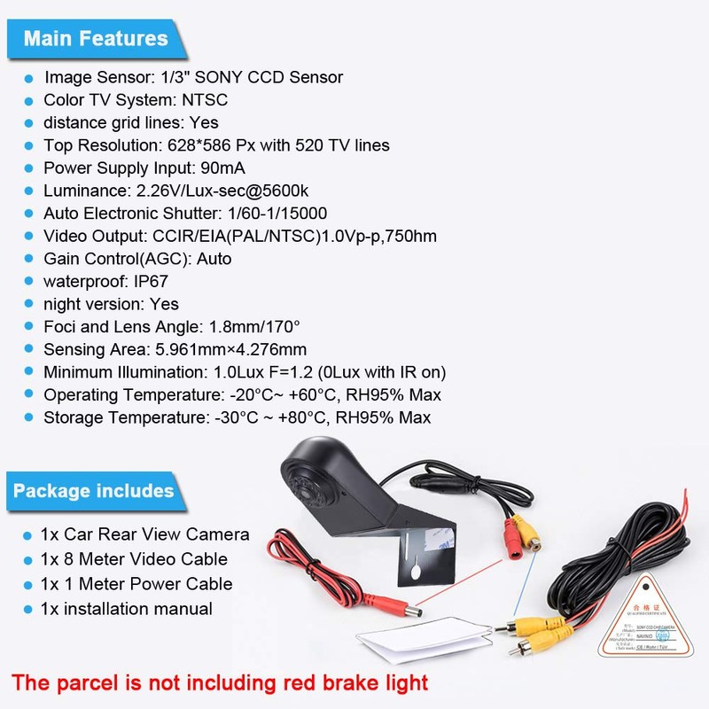 Rear View Camera Transporter with Brake Light Brake Light, HD
