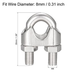sourcing map Wire Rope Clip Clamp M8 316 Stainless Steel for 8mm Diameter Cable, Pack of 8