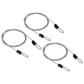 PATIKIL Security Cable 2.5mm x 1m/3.3ft, 3 Pack Coated Luggage Lock Wire Rope with Double Loop, Clear
