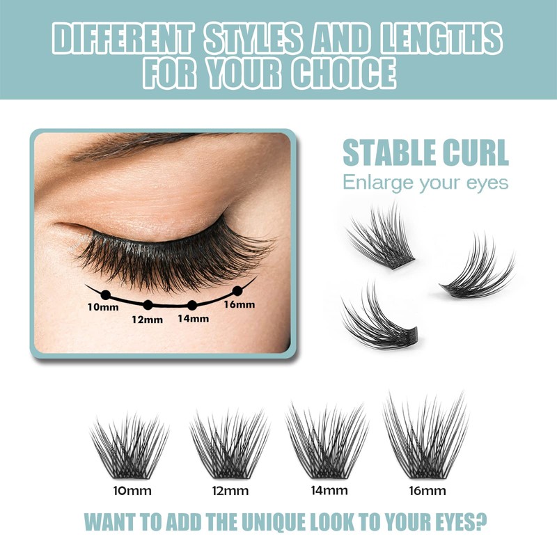 DIY Eyelash Extension, 3D Effect Individual Glue Bonded Lash Clusters