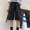 Black Cargo Shorts with Chain Shorts Fairy Grunge Clothes Techwear