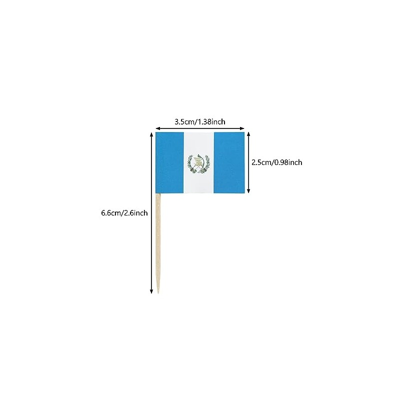 100 Pcs Guatemala Flag Guatemalan Toothpick Flags, Small Mini Stick
