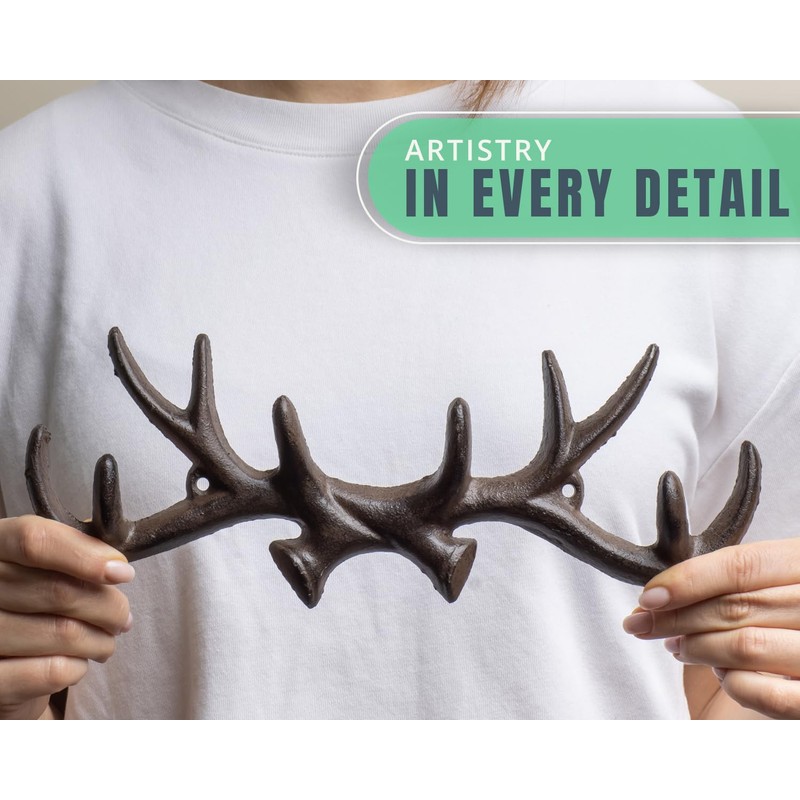 Comfify Vintage Cast Iron Deer Antlers Wall Mounted Hooks |