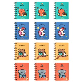BetterJonny 12 x Mini Animal Notebooks for Boys & Girls Party Bags, Unisex A7 Pocket Size Notebook, Cute Stationery Gifts for Party Bag Fillers, Cartoon Notepads for Kids of any Age