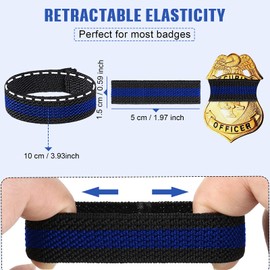 Yinder 30 Pieces Police Mourning Band Stripe Funeral Honor Guard Elastic Straps Police Officer Badge Mourning Twill Band (Black with Blue)