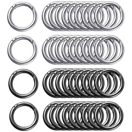 40Pcs 28mm Round Carabiner, BetterJonny Snap Spring Ring Loop Zinc Alloy Keychain Hook Clips for Handicrafts, Handbags, Bags, Keychain(Silver, Black)