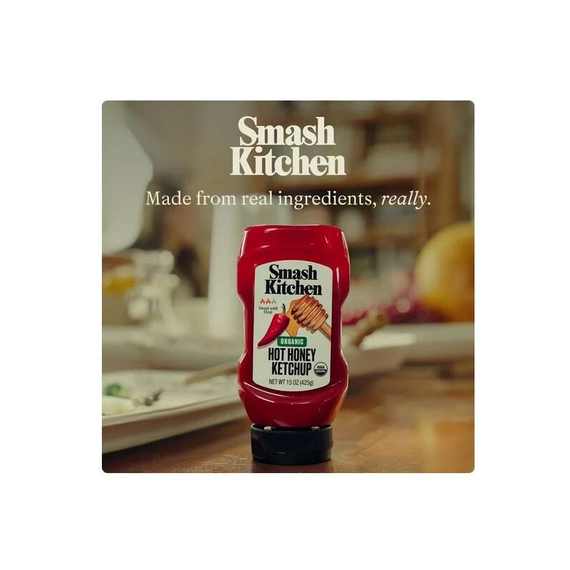 Smash Kitchen Organic Hot Honey Ketchup, 15 oz Bottle