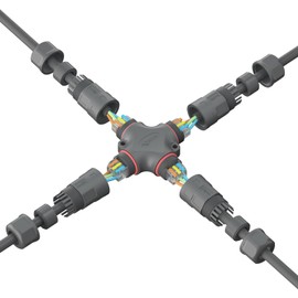 AOHUA M25 4 Way Junction Box IP67 Waterproof Power Cable Connector 7.0-15.0mm Range (AC 300 v, 25A), (1 Per Pack) for Outdoor Billboards, Tunnel Lights, Road Landscape Lights, Etc (AH-M25-2503X01132)