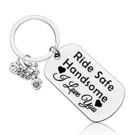 Biker Gift for Men Ride Safe Keychain for Boyfriend Husband Couple Gift from Girlfriend Wife New Driver Gift for Him Motorcycle Keychain Gift for Dad Son Valentines Day Gifts Christmas Birthday Gifts