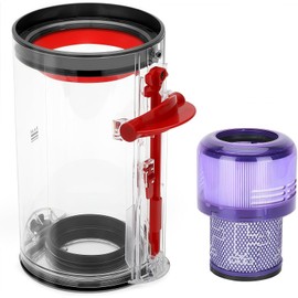 Hochwertiger Ersatz-Staubbehälter für Dyson V11 V15 SV14 SV15 SV22 Staubsauger, Enthält HEPA-Filter, für Dyson Staubsauger Zubehör Ersatzteile Aufsatz - Transparent und Zuverlässig