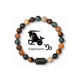 Zodiac Bracelet for Women Men Natural Stone Bead Bracelet Zodiac Sign Constellation Distance Prayer Blessing Bracelet for Couples Friends Gifts for Birthday (Capricorn)