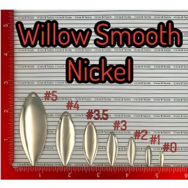 Willow Nickel Smooth Spinner Blades for Lure Making Supplies, DIY Lure Parts for Spinnerbait Inline Spinner Blades Made in USA 25 Pack Size #5 - #0 Nickel Willow Blade (Willow Nickel Smooth 25Pk #1)